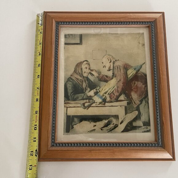 Vintage Framed Print On Silk Inspired By Pompeo Massani Good News - Picture 5 of 12